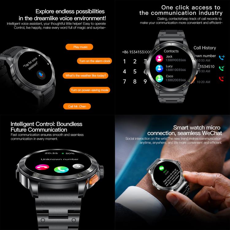 AK77 BT Call Smart Watch, Support Blood Oxygen / Blood Pressure / Heart Rate / Sports Health Monitoring Fitness Tracker(Black Silicone) - Smart Watches by buy2fix | Online Shopping UK | buy2fix