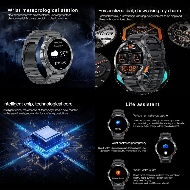 AK77 BT Call Smart Watch, Support Blood Oxygen / Blood Pressure / Heart Rate / Sports Health Monitoring Fitness Tracker(Black Steel) - Smart Watches by buy2fix | Online Shopping UK | buy2fix