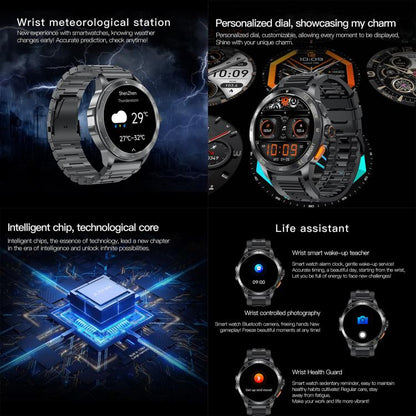 AK77 BT Call Smart Watch, Support Blood Oxygen / Blood Pressure / Heart Rate / Sports Health Monitoring Fitness Tracker(Silver Steel) - Smart Watches by buy2fix | Online Shopping UK | buy2fix