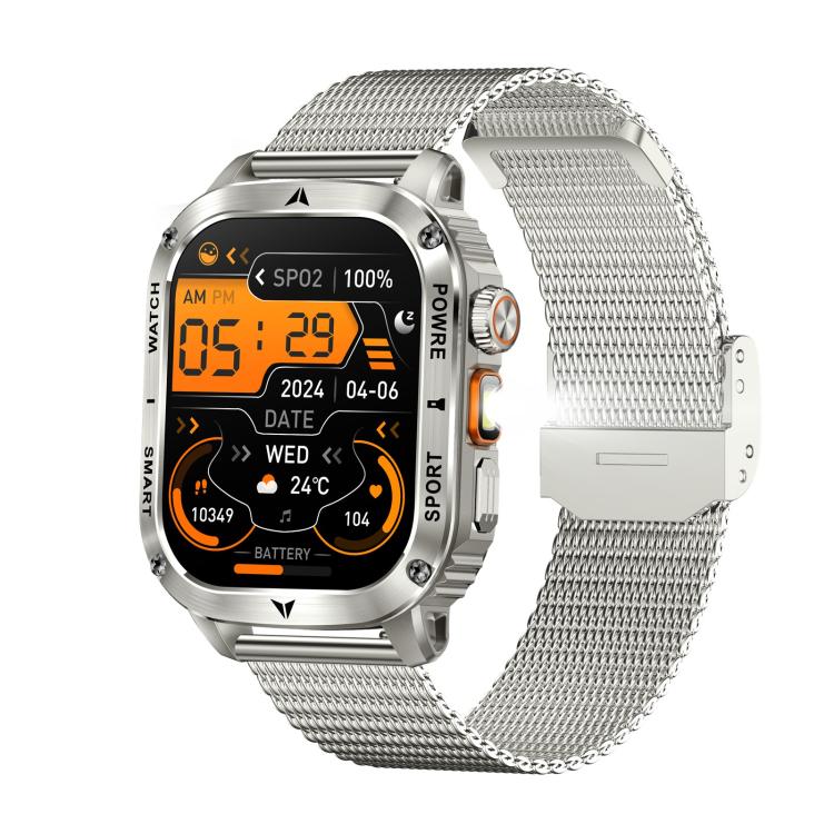 AK80 BT Call Smart Watch, Support Blood Oxygen / Blood Pressure / Heart Rate / Sports Health Monitoring Fitness Tracker(Silver Mesh Steel) - Smart Watches by buy2fix | Online Shopping UK | buy2fix