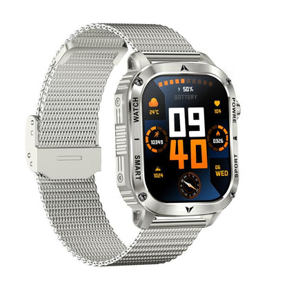 AK80 BT Call Smart Watch, Support Blood Oxygen / Blood Pressure / Heart Rate / Sports Health Monitoring Fitness Tracker(Silver Mesh Steel) - Smart Watches by buy2fix | Online Shopping UK | buy2fix