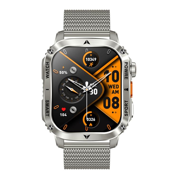 AK80 BT Call Smart Watch, Support Blood Oxygen / Blood Pressure / Heart Rate / Sports Health Monitoring Fitness Tracker(Silver Mesh Steel) - Smart Watches by buy2fix | Online Shopping UK | buy2fix