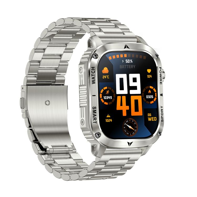 AK80 BT Call Smart Watch, Support Blood Oxygen / Blood Pressure / Heart Rate / Sports Health Monitoring Fitness Tracker(Silver 3-Bead Steel) - Smart Watches by buy2fix | Online Shopping UK | buy2fix