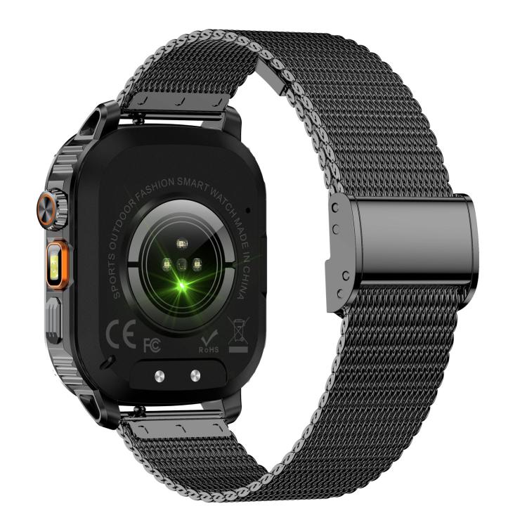 AK80 BT Call Smart Watch, Support Blood Oxygen / Blood Pressure / Heart Rate / Sports Health Monitoring Fitness Tracker(Black Mesh Steel) - Smart Watches by buy2fix | Online Shopping UK | buy2fix