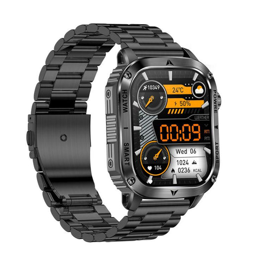 AK80 BT Call Smart Watch, Support Blood Oxygen / Blood Pressure / Heart Rate / Sports Health Monitoring Fitness Tracker(Black 3-Bead Steel) - Smart Watches by buy2fix | Online Shopping UK | buy2fix