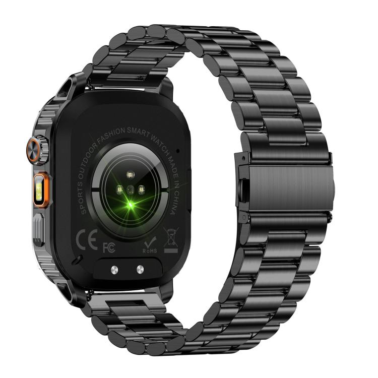 AK80 BT Call Smart Watch, Support Blood Oxygen / Blood Pressure / Heart Rate / Sports Health Monitoring Fitness Tracker(Black 3-Bead Steel) - Smart Watches by buy2fix | Online Shopping UK | buy2fix