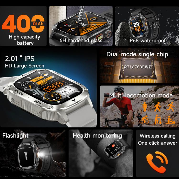 AK80 BT Call Smart Watch, Support Blood Oxygen / Blood Pressure / Heart Rate / Sports Health Monitoring Fitness Tracker(Black Silicone) - Smart Watches by buy2fix | Online Shopping UK | buy2fix