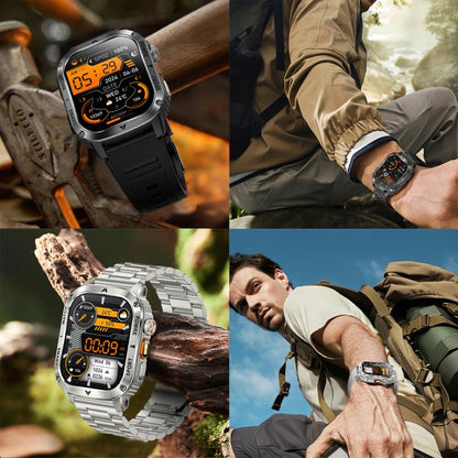 AK80 BT Call Smart Watch, Support Blood Oxygen / Blood Pressure / Heart Rate / Sports Health Monitoring Fitness Tracker(Silver 3-Bead Steel) - Smart Watches by buy2fix | Online Shopping UK | buy2fix