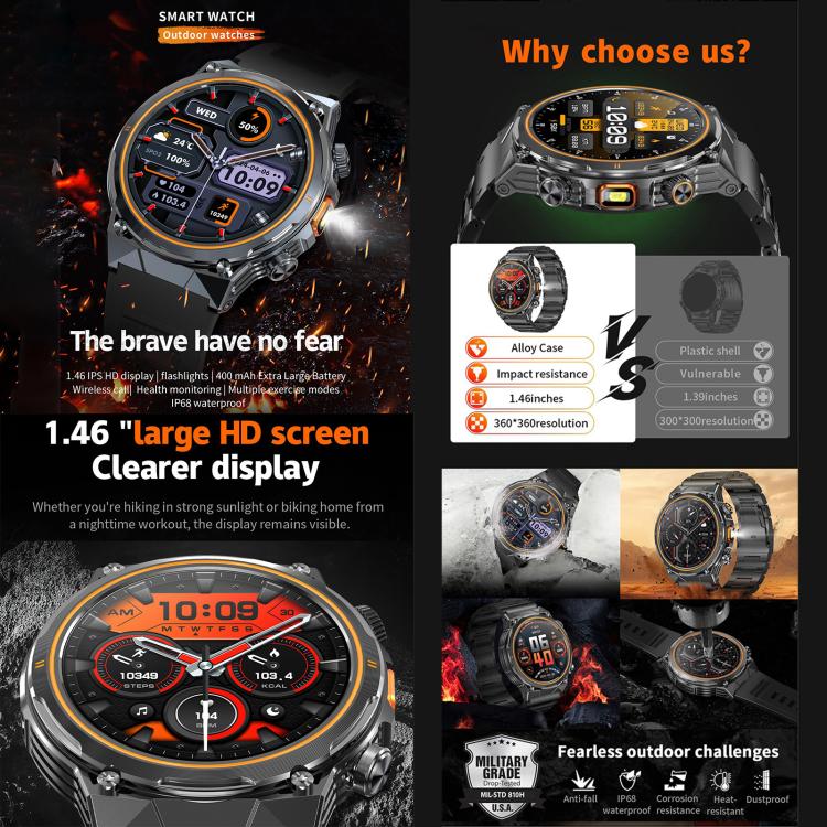 AK81 BT Call Smart Watch, Support Blood Pressure / Heart Rate / Sports Health Monitoring Fitness Tracker(Black Steel) - Smart Watches by buy2fix | Online Shopping UK | buy2fix