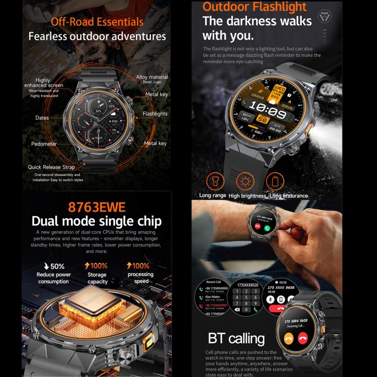 AK81 BT Call Smart Watch, Support Blood Pressure / Heart Rate / Sports Health Monitoring Fitness Tracker(Silver Silicone) - Smart Watches by buy2fix | Online Shopping UK | buy2fix