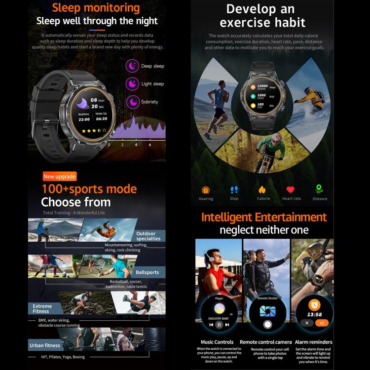 AK81 BT Call Smart Watch, Support Blood Pressure / Heart Rate / Sports Health Monitoring Fitness Tracker(Black Silicone) - Smart Watches by buy2fix | Online Shopping UK | buy2fix