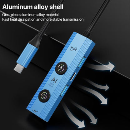 YCE V297 7 in 1 USB-C / Type-C HUB Adapter AI Docking Station Support 4K Output(Blue) - USB HUB by buy2fix | Online Shopping UK | buy2fix