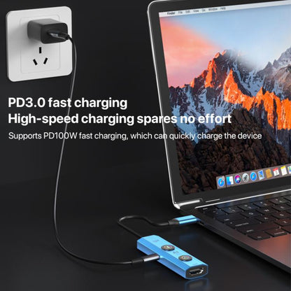 YCE V297A 7 in 1 USB-C / Type-C HUB Adapter AI Docking Station Support 8K Output(Blue) - USB HUB by buy2fix | Online Shopping UK | buy2fix