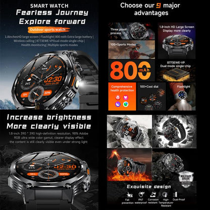 AK82 BT Call Smart Watch, Support Blood Oxygen / Blood Pressure / Heart Rate / Sports Health Monitoring Fitness Tracker(Space Gray  Steel) - Smart Watches by buy2fix | Online Shopping UK | buy2fix