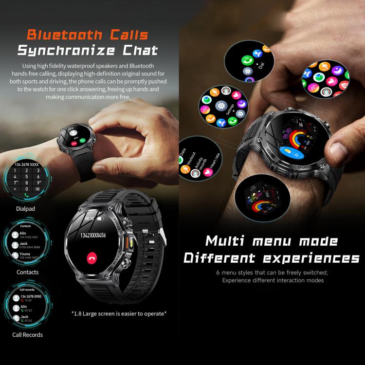 AK82 BT Call Smart Watch, Support Blood Oxygen / Blood Pressure / Heart Rate / Sports Health Monitoring Fitness Tracker(Silver Grey Silicone) - Smart Watches by buy2fix | Online Shopping UK | buy2fix