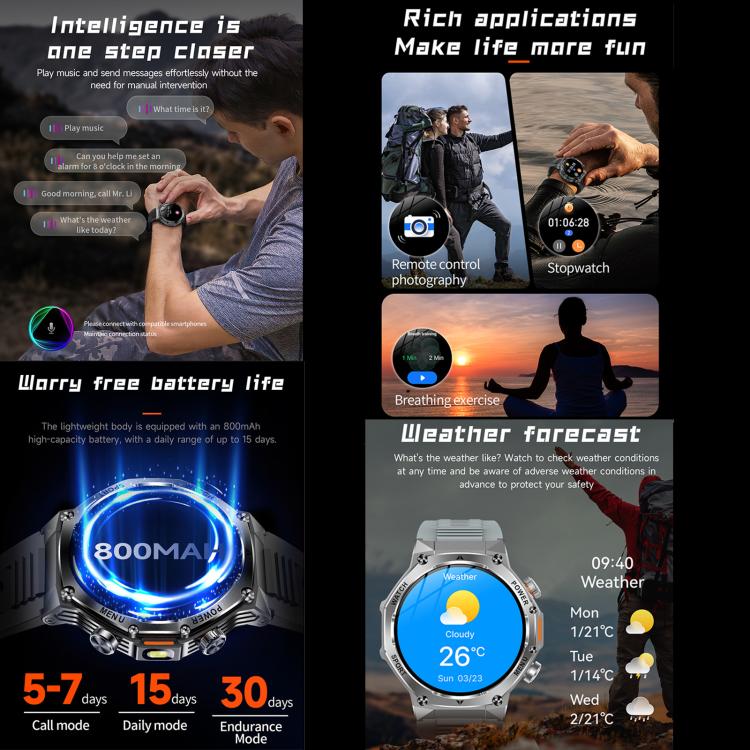 AK82 BT Call Smart Watch, Support Blood Oxygen / Blood Pressure / Heart Rate / Sports Health Monitoring Fitness Tracker(Space Gray  Steel) - Smart Watches by buy2fix | Online Shopping UK | buy2fix