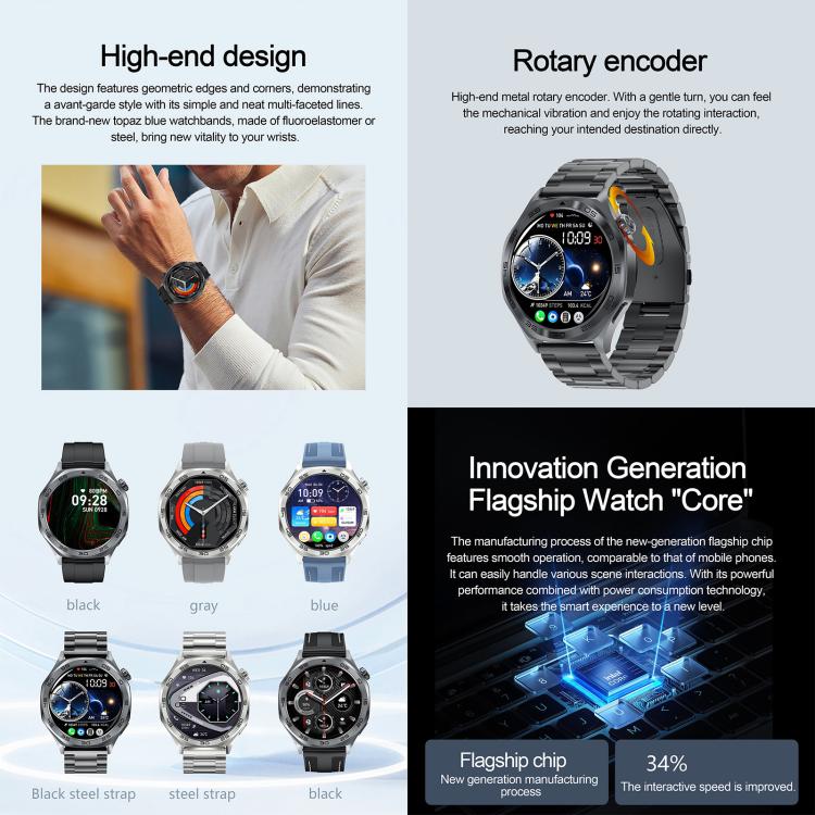 AK83 BT Call Smart Watch, Support Blood Pressure / Heart Rate / Sports Health Monitoring Fitness Tracker(Steel 3-Bead Steel) - Smart Watches by buy2fix | Online Shopping UK | buy2fix