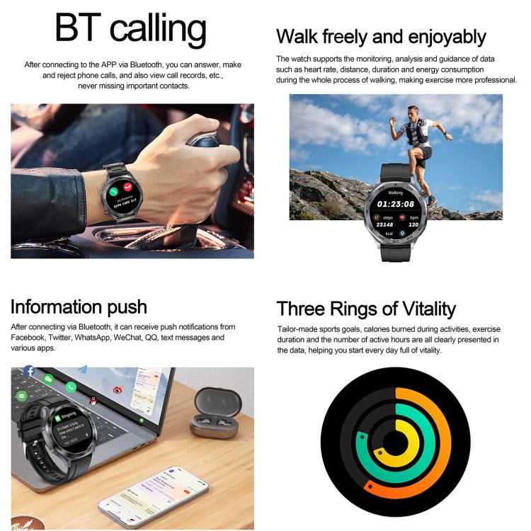 AK83 BT Call Smart Watch, Support Blood Pressure / Heart Rate / Sports Health Monitoring Fitness Tracker(Black Braid Silicone) - Smart Watches by buy2fix | Online Shopping UK | buy2fix