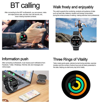 AK83 BT Call Smart Watch, Support Blood Pressure / Heart Rate / Sports Health Monitoring Fitness Tracker(Black Braid Silicone) - Smart Watches by buy2fix | Online Shopping UK | buy2fix