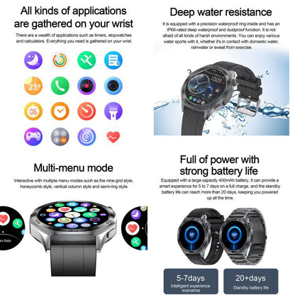 AK83 BT Call Smart Watch, Support Blood Pressure / Heart Rate / Sports Health Monitoring Fitness Tracker(Steel 3-Bead Steel) - Smart Watches by buy2fix | Online Shopping UK | buy2fix