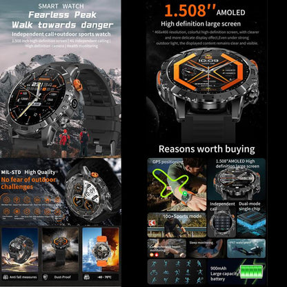 BH11 4G LTE Android 8.1 Smart Watch, 2GB+16GB, Unisoc 8541 Quad Core, Support Heart Rate / Blood Oxygen(Black Steel) - Smart Watches by buy2fix | Online Shopping UK | buy2fix