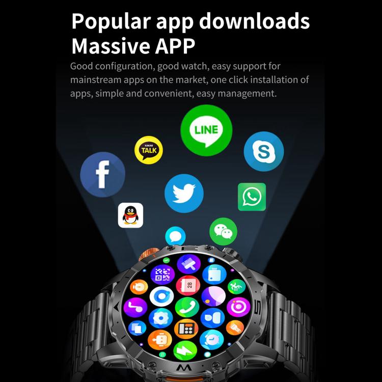 BH11 4G LTE Android 8.1 Smart Watch, 2GB+16GB, Unisoc 8541 Quad Core, Support Heart Rate / Blood Oxygen(Black Steel) - Smart Watches by buy2fix | Online Shopping UK | buy2fix