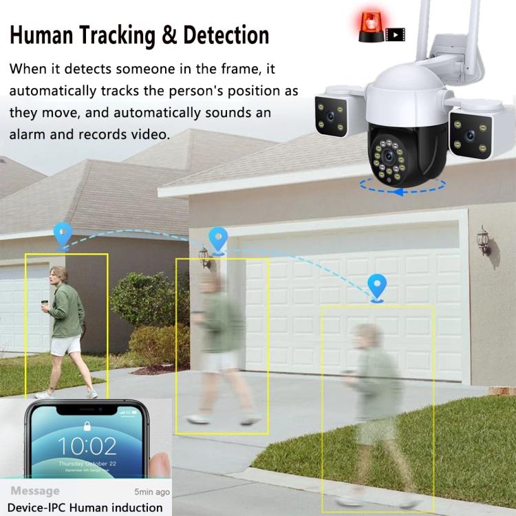 QX155 6MP Triple Camera WiFi Version Supports Humanoid Detection(EU Plug) - Wireless Camera by buy2fix | Online Shopping UK | buy2fix