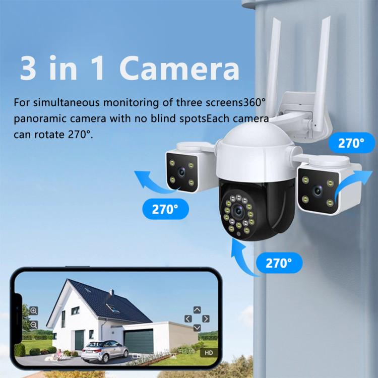 QX155 6MP Triple Camera WiFi Version Supports Humanoid Detection(EU Plug) - Wireless Camera by buy2fix | Online Shopping UK | buy2fix