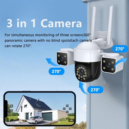 QX155 6MP Triple Camera WiFi Version Supports Humanoid Detection(EU Plug) - Wireless Camera by buy2fix | Online Shopping UK | buy2fix