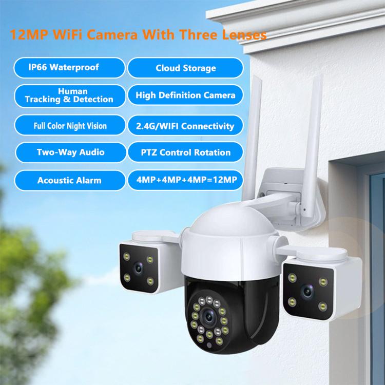 QX155 6MP Triple Camera WiFi Version Supports Humanoid Detection(EU Plug) - Wireless Camera by buy2fix | Online Shopping UK | buy2fix