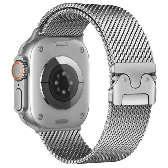 For Apple Watch 42mm / 41mm / 40mm / 38mm xDfind Umbrella Buckle Fine Mesh Milanese Stainless Steel Watch Band(Silver)