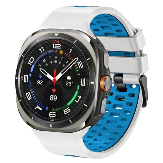 For Galaxy Watch Ultra2 2026 / 2025 / 1 2024 Two Color Silicone Breathable Watch Band(White Blue)