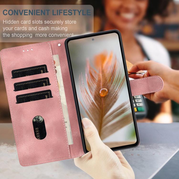 For Google Pixel 10 Pro Skin Feel Embossed Feather Leather Phone Case(Pink) - Google Cases by buy2fix | Online Shopping UK | buy2fix