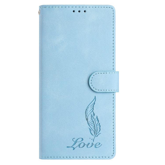 For Google Pixel 10 Pro Skin Feel Embossed Feather Leather Phone Case(Light Blue) - Google Cases by buy2fix | Online Shopping UK | buy2fix