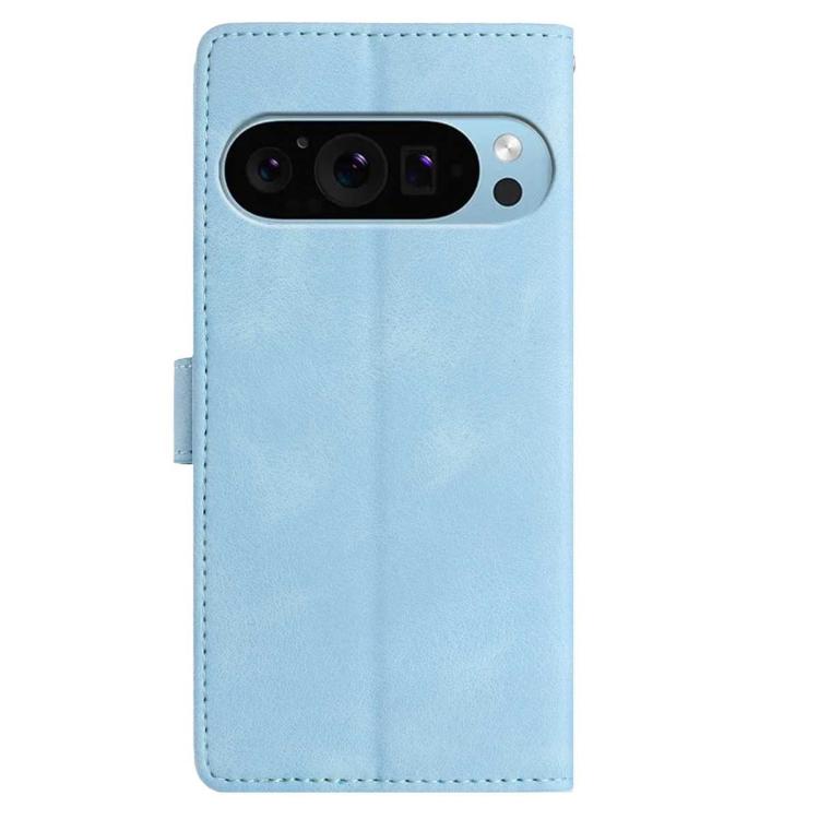 For Google Pixel 10 Pro Skin Feel Embossed Feather Leather Phone Case(Light Blue) - Google Cases by buy2fix | Online Shopping UK | buy2fix
