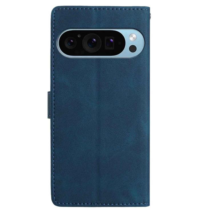 For Google Pixel 10 Pro Skin Feel Embossed Feather Leather Phone Case(Dark Blue) - Google Cases by buy2fix | Online Shopping UK | buy2fix