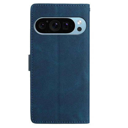 For Google Pixel 10 Pro Skin Feel Embossed Feather Leather Phone Case(Dark Blue) - Google Cases by buy2fix | Online Shopping UK | buy2fix