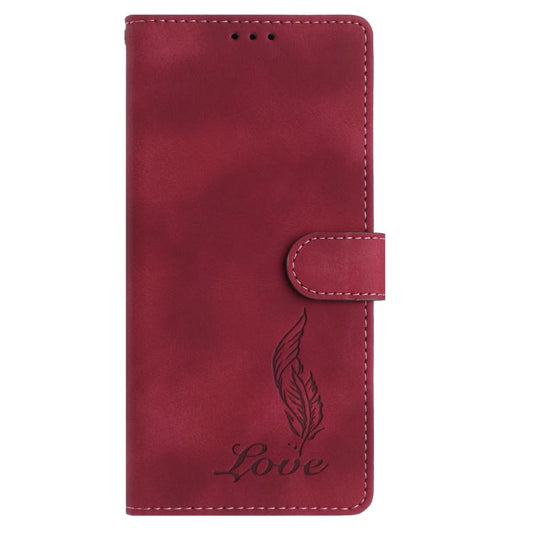 For Google Pixel 10 Pro Skin Feel Embossed Feather Leather Phone Case(Red) - Google Cases by buy2fix | Online Shopping UK | buy2fix