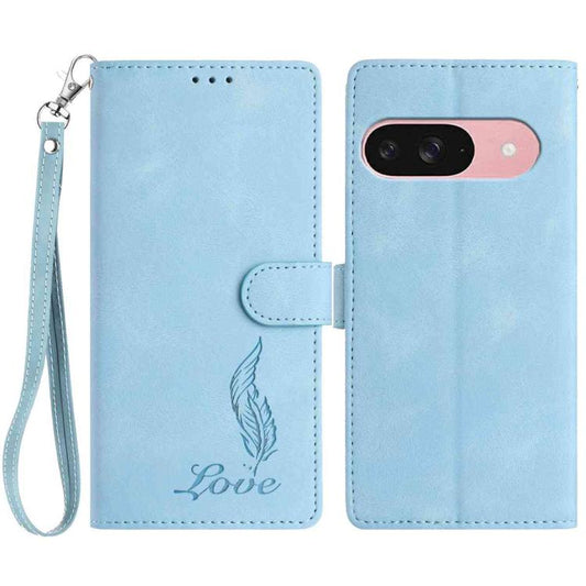For Google Pixel 10 Skin Feel Embossed Feather Leather Phone Case(Light Blue) - Google Cases by buy2fix | Online Shopping UK | buy2fix