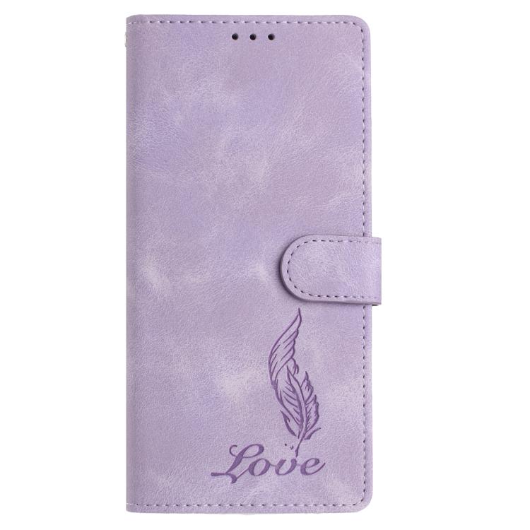 For Google Pixel 10 Skin Feel Embossed Feather Leather Phone Case(Purple) - Google Cases by buy2fix | Online Shopping UK | buy2fix