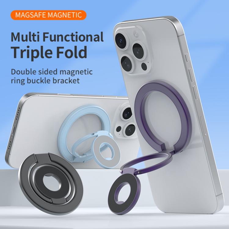 Triple Folding MagSafe Double-Sided Magnetic Phone Ring Holder(Black) - Ring Holder by buy2fix | Online Shopping UK | buy2fix