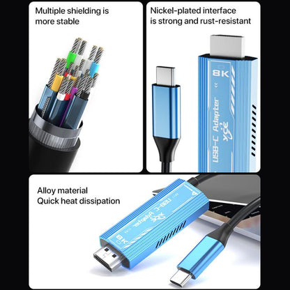 YCE-V286 Type-C to PD3.0 and HDMI 8K Adapter Cable(Blue) - Cable by buy2fix | Online Shopping UK | buy2fix