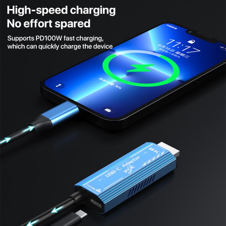 YCE-V286A Type-C to HDMI2.1 8K Adapter Cable(Blue) - Cable by buy2fix | Online Shopping UK | buy2fix