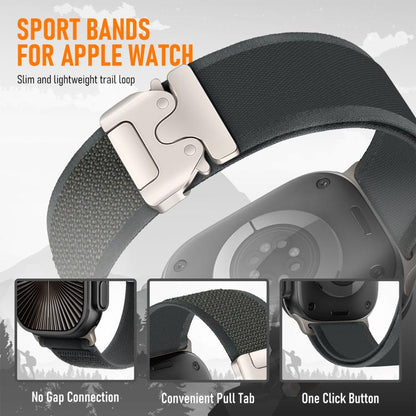 For Apple Watch 42mm / 41mm / 40mm / 38mm xDfind Titanium Buckle Snap Button Loop Nylon Watch Band(Green) - Watch Bands by xDfind | Online Shopping UK | buy2fix