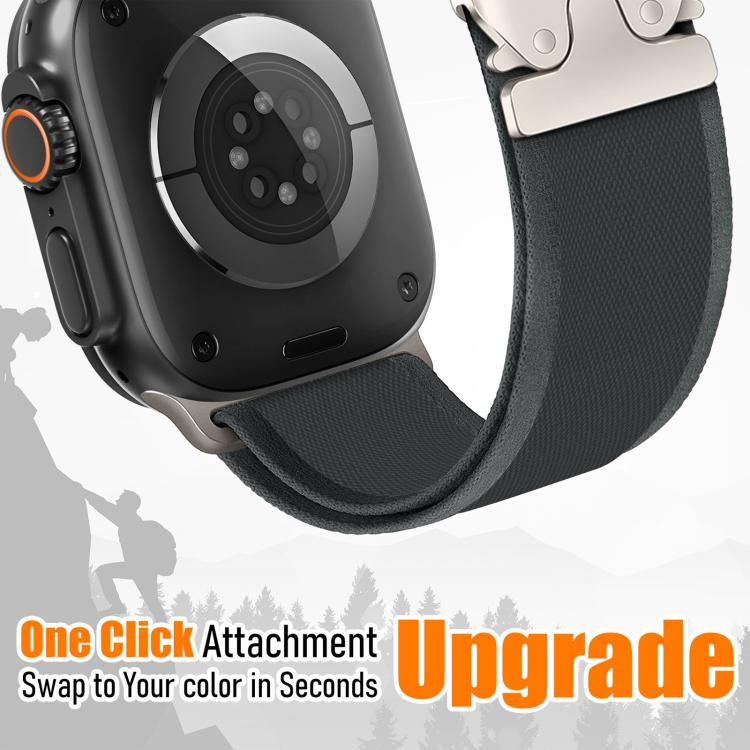 For Apple Watch 42mm / 41mm / 40mm / 38mm xDfind Titanium Buckle Snap Button Loop Nylon Watch Band(Black) - Watch Bands by xDfind | Online Shopping UK | buy2fix
