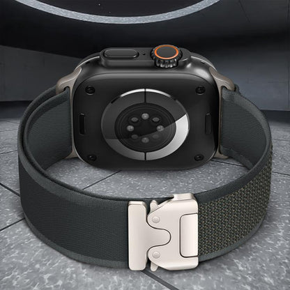 For Apple Watch 42mm / 41mm / 40mm / 38mm xDfind Titanium Buckle Snap Button Loop Nylon Watch Band(Black) - Watch Bands by xDfind | Online Shopping UK | buy2fix