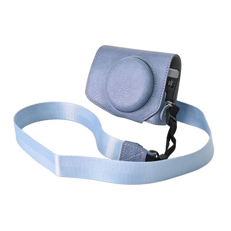 For Canon G7 X Mark III / G7X3 Retro Litchi Texture Leather Full Body Camera Case Bag with Strap(Blue) - Leather Bag by buy2fix | Online Shopping UK | buy2fix