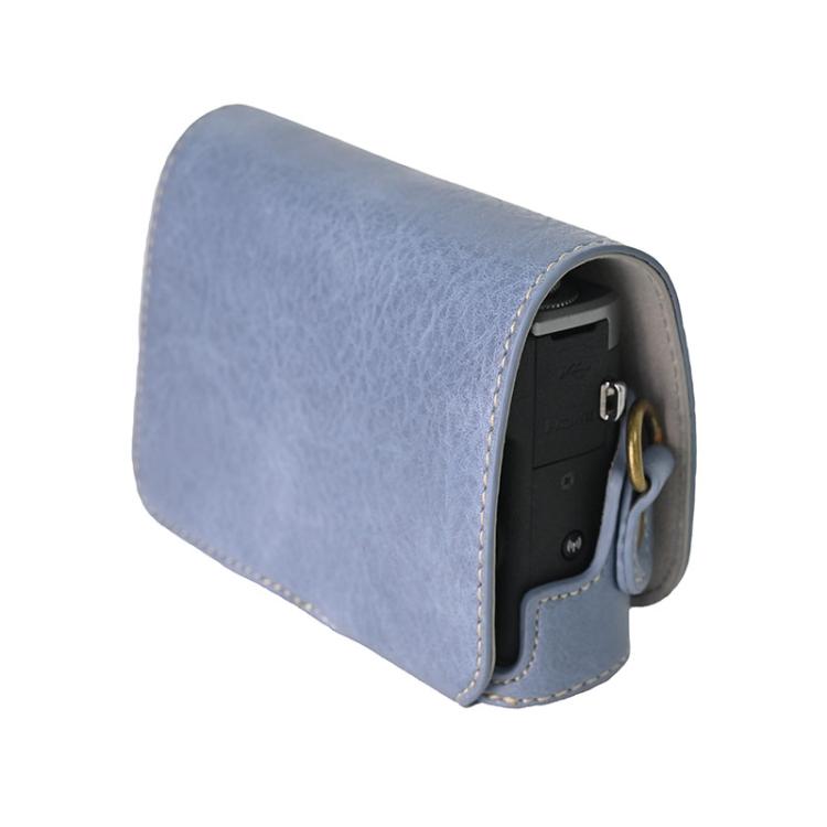 For Canon G7 X Mark III / G7X3 Retro Litchi Texture Leather Full Body Camera Case Bag with Strap(Blue) - Leather Bag by buy2fix | Online Shopping UK | buy2fix