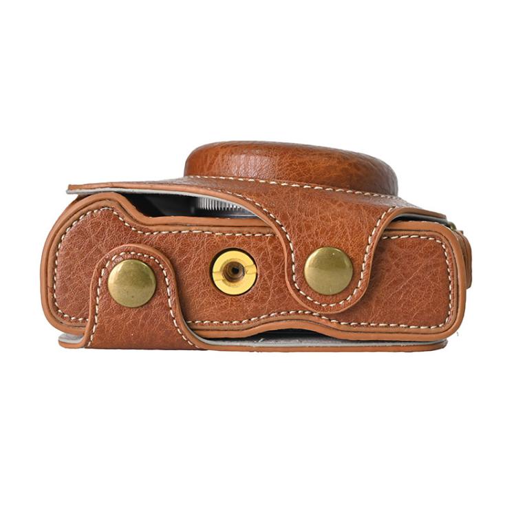 For Canon G7 X Mark III / G7X3 Retro Litchi Texture Leather Full Body Camera Case Bag with Strap(Coffee) - Leather Bag by buy2fix | Online Shopping UK | buy2fix