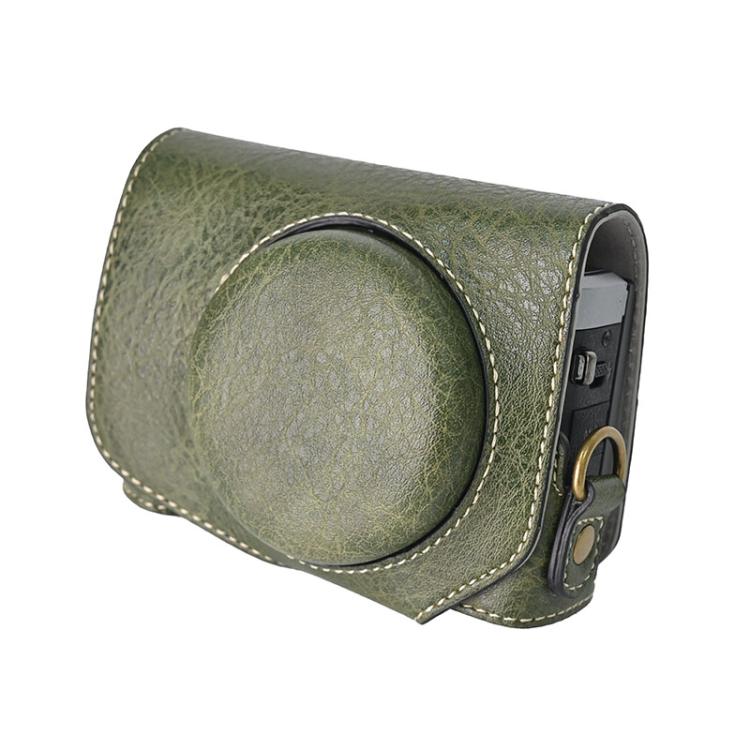 For Canon G7 X Mark III / G7X3 Retro Litchi Texture Leather Full Body Camera Case Bag with Strap(Green) - Leather Bag by buy2fix | Online Shopping UK | buy2fix